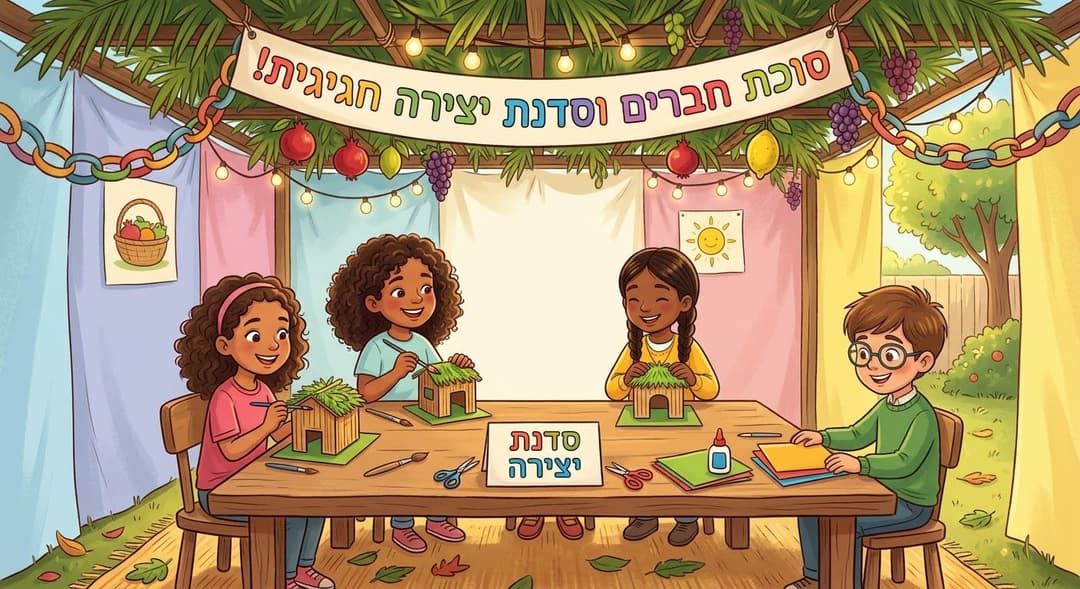 חגיגת סוכות במרום נווה-סדנא להכנת אהיל כקישוט לסוכה