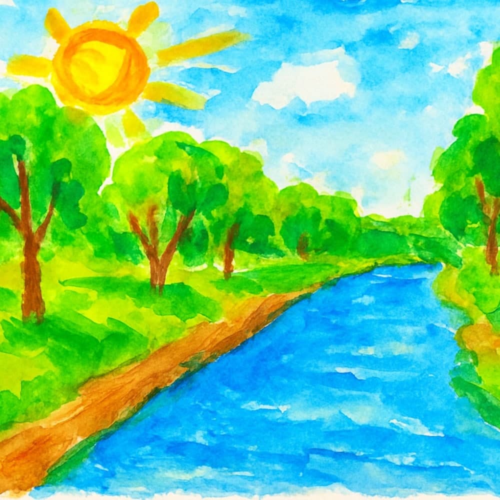 ציור נוף הירקון לילדים